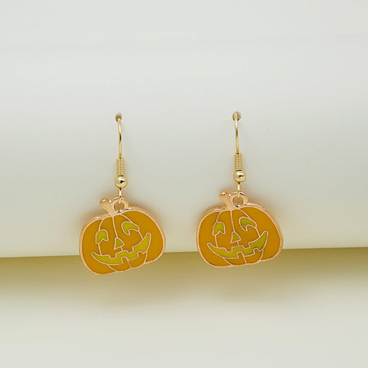 Halloween Pumpkin Earrings | Cute Spooky Oil Drip Alloy Jewelry