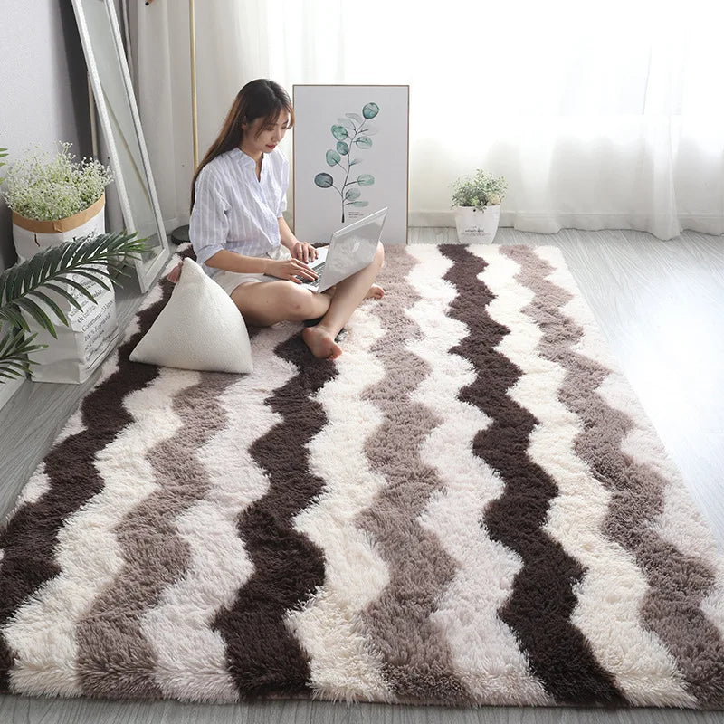 Modern Home Decor Fluffy Rug | Large Non-Slip Bedroom & Children's Room Mat