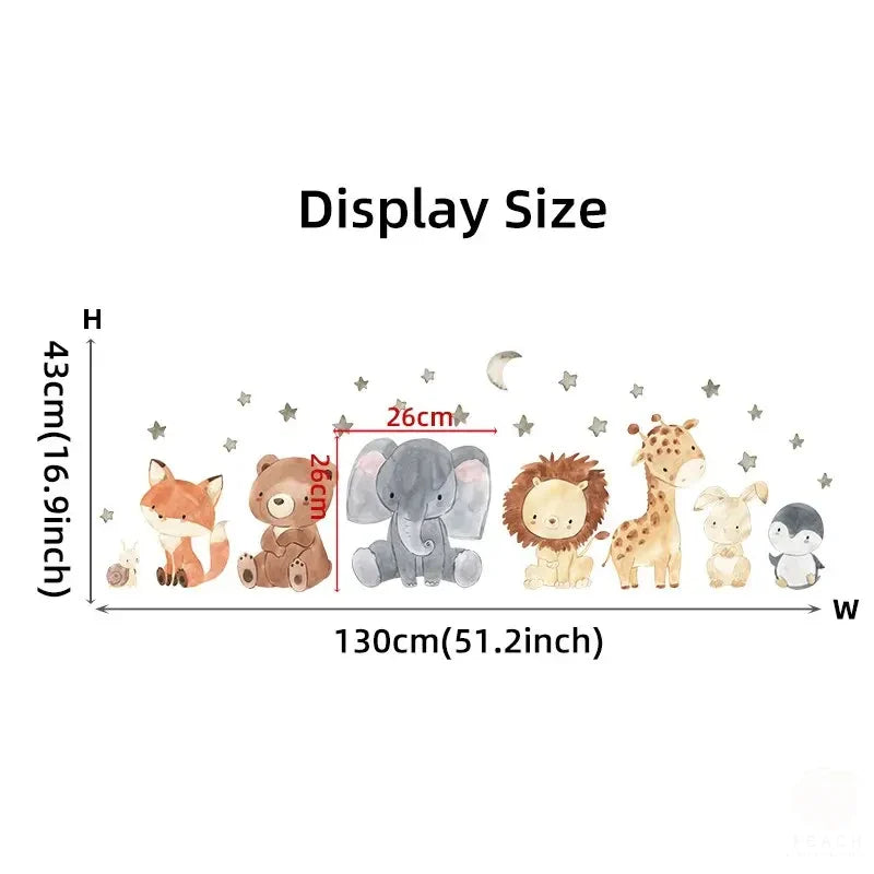 Cute Bear & Fox Africa Animal Wall Stickers | Nursery & Kids Room Home Decor