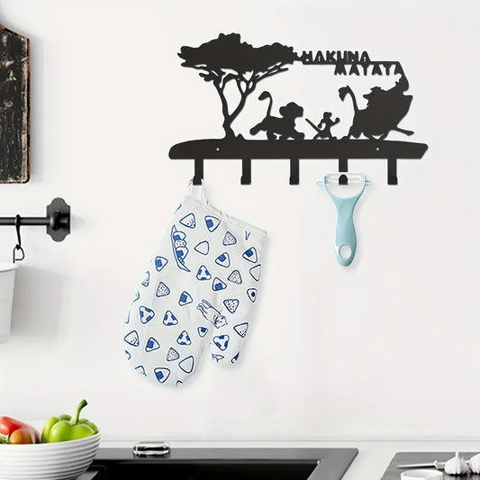 Key Holder Wall Mounted with 5 Hooks | Black Metal Key Organizer Hanger