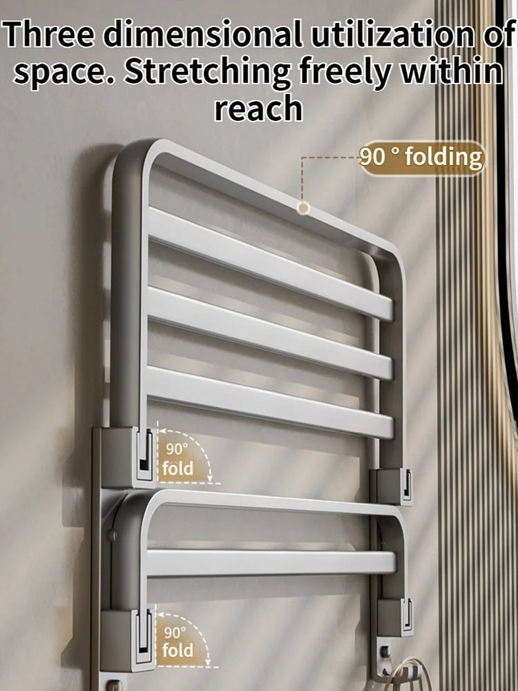 Thickened Grey/Black Bath Towel Rack | Wall Mount Space Aluminium Storage