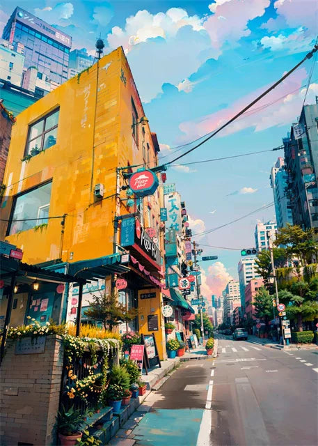 Modern Wall Art Prints | Japanese Street Scenery & Cherry Blossom Canvas