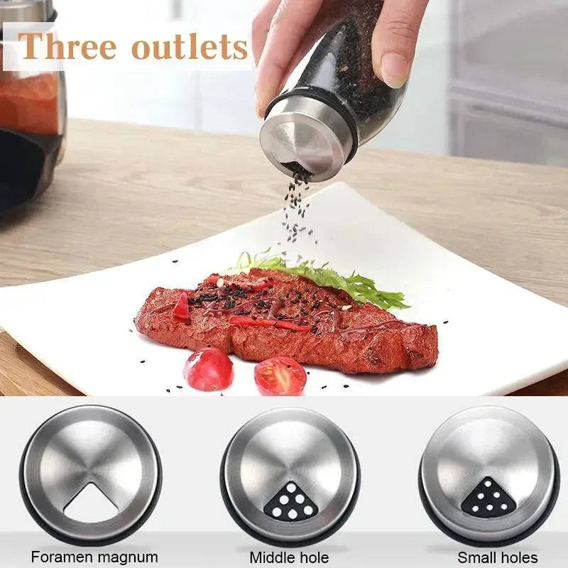 Modern Glass Seasoning Rack | Rotating Storage Holder with Salt Shakers