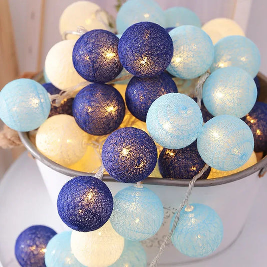 Decorative Cotton Ball Garland Lights | Christmas, Wedding & Patio Street Lights