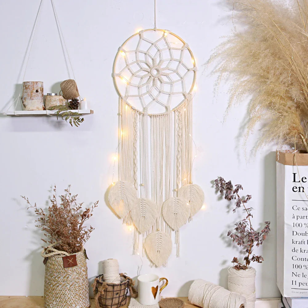 Nordic Boho Macrame Tapestry Ornament | Leaf Wall Hanging Home Decoration