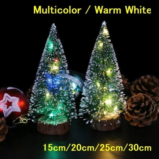 Small Artificial LED Christmas Tree | Miniature Tabletop Snow Festival Decor