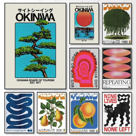 Japan Okinawa Green Willow Tree Canvas Poster | Abstract Wall Art Prints