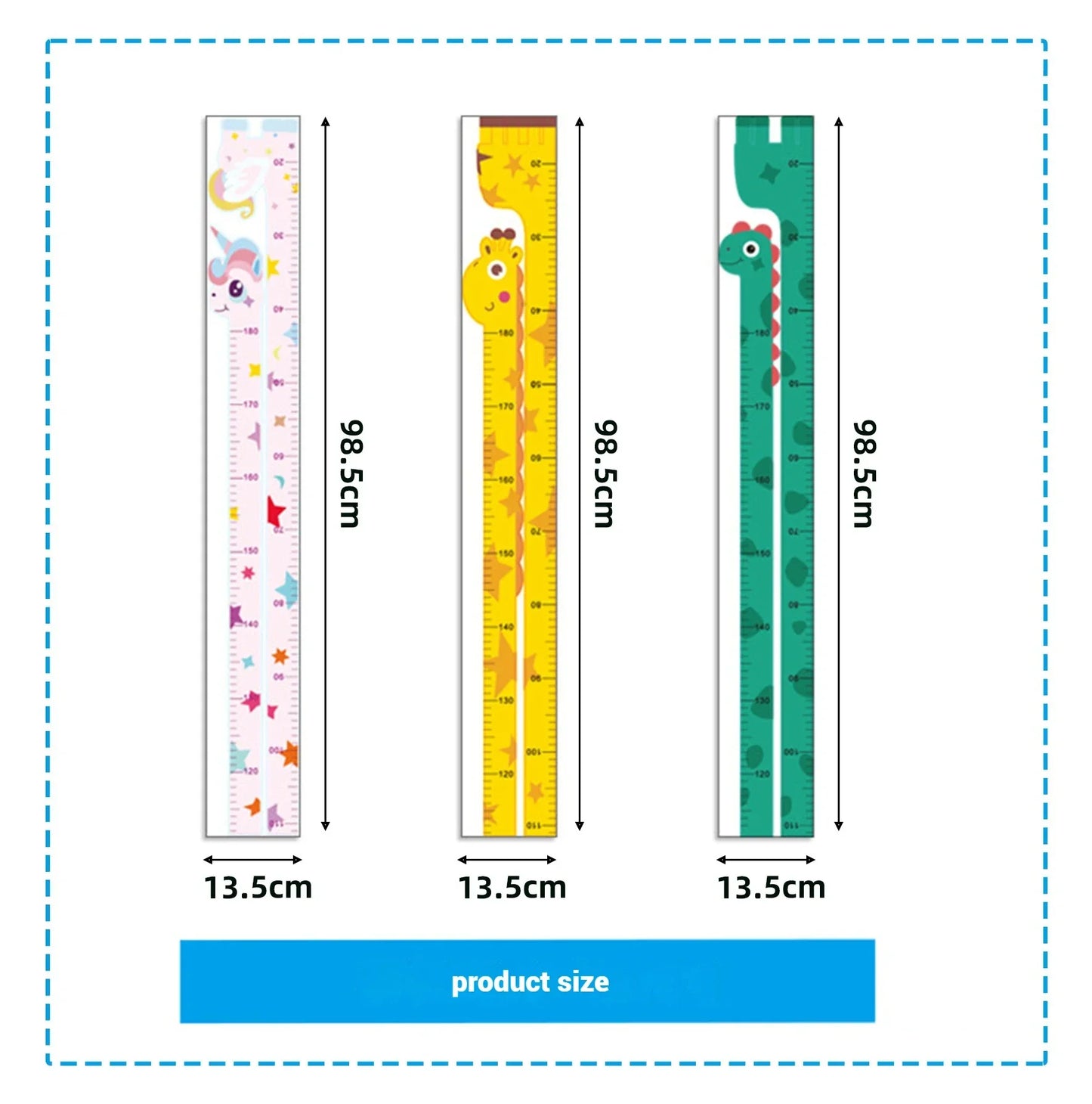 Whimsical Animal Growth Chart Wall Decals | Unicorn, Dino & Giraffe Height Stickers