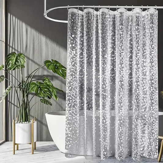 Modern Translucent Shower Curtain | PEVA Anti-Mold Pebblestone Texture