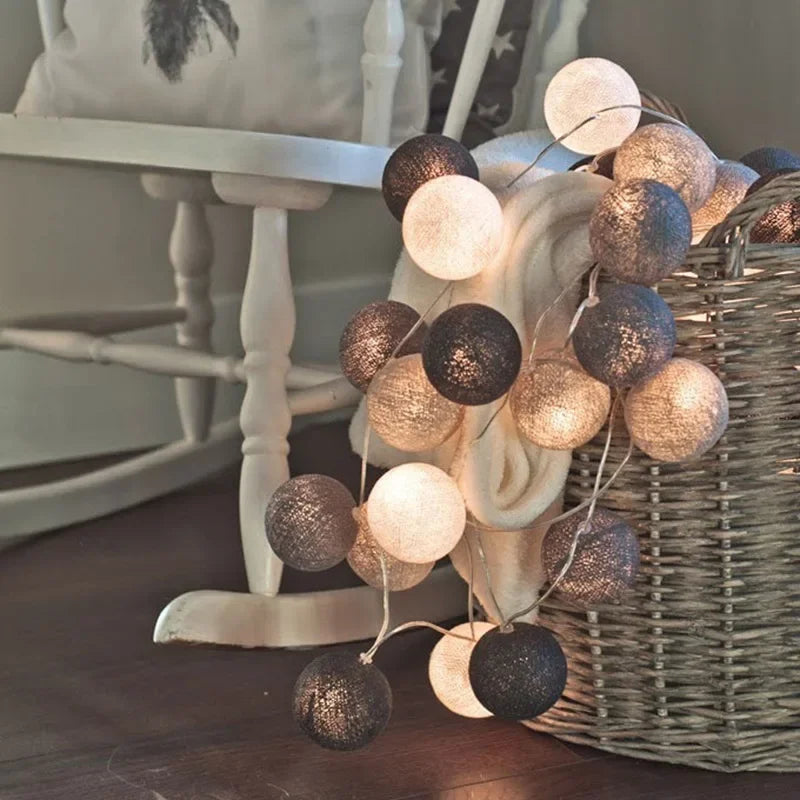 Decorative Cotton Ball Garland Lights | Christmas, Wedding & Patio Street Lights