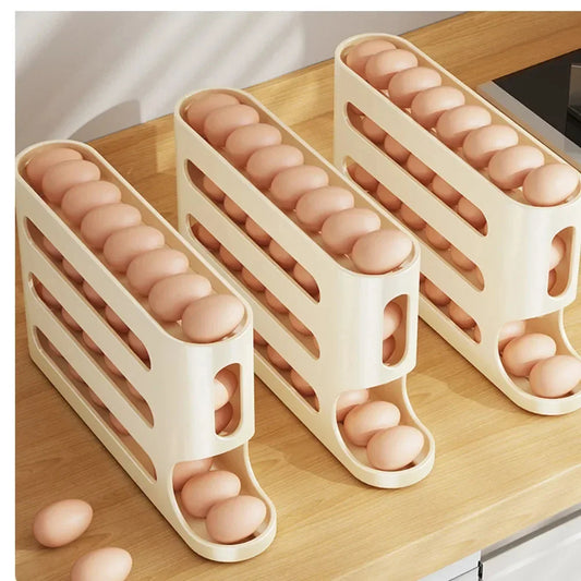 Automatic Rolling Egg Rack | Refrigerator Dispenser & Organizer Box