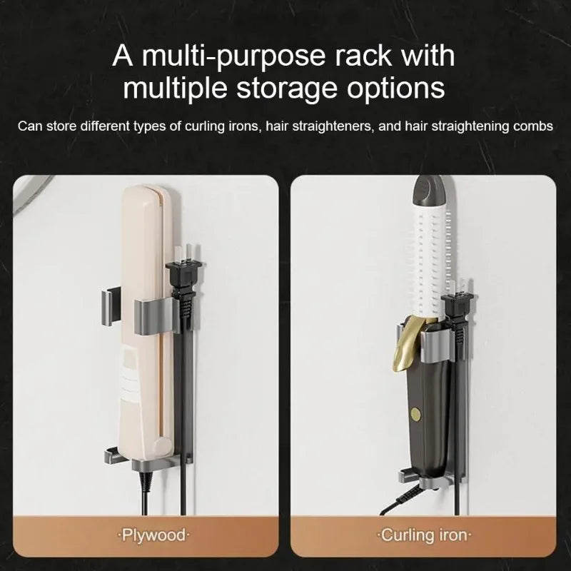 Aluminum Wall Mount Curling Iron Holder | Bathroom Organizer Rack