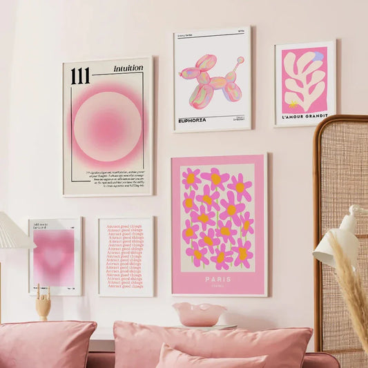 Pink Angel Number & Flower Market Canvas Print | Gallery Wall Art