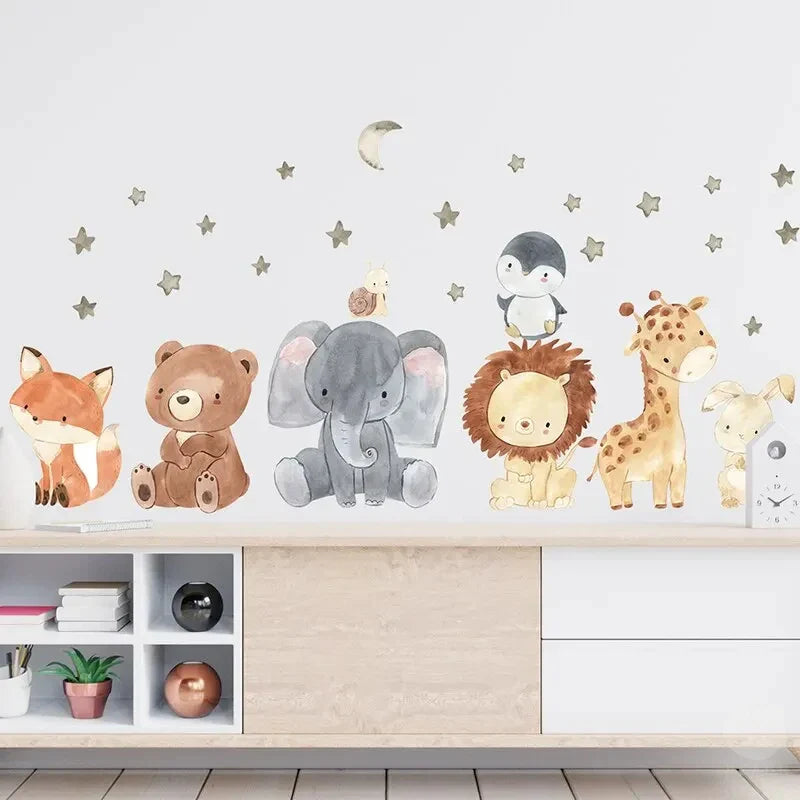 Cute Bear & Fox Africa Animal Wall Stickers | Nursery & Kids Room Home Decor