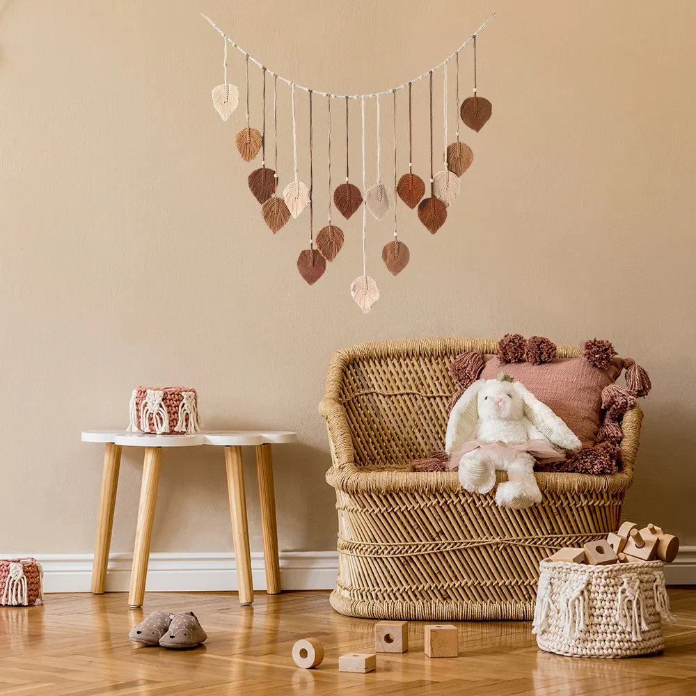 Aesthetic Macrame Leaf Tapestry | Bohemian Wall Hanging Home Decoration