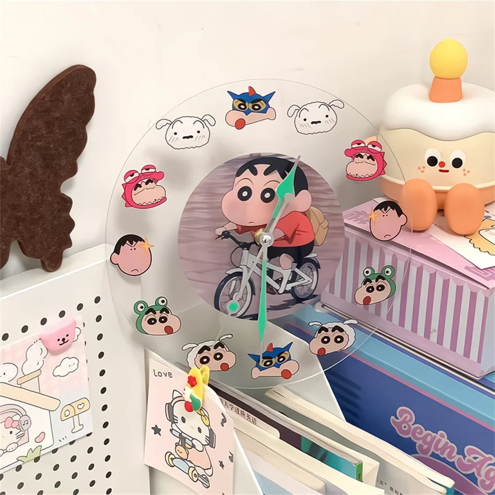 Kawaii Crayon Shin-Chan Acrylic Desktop Clock | Simple Wall Hanging Decor