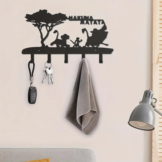 Key Holder Wall Mounted with 5 Hooks | Black Metal Key Organizer Hanger