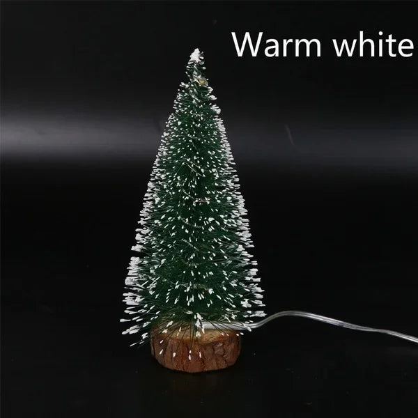 Small Artificial LED Christmas Tree | Miniature Tabletop Snow Festival Decor