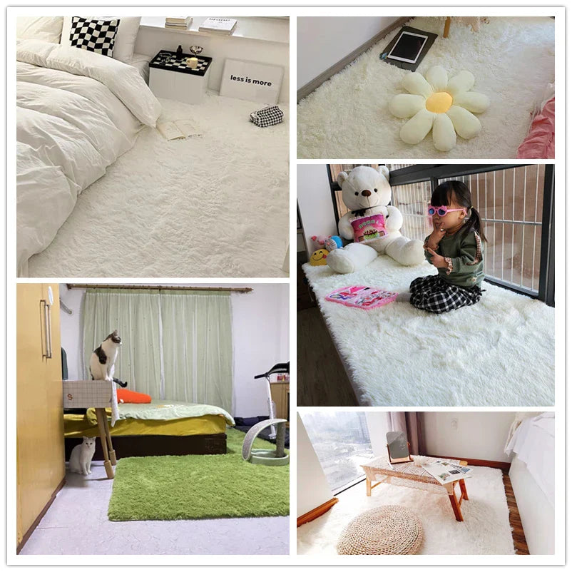 Modern Home Decor Fluffy Rug | Large Non-Slip Bedroom & Children's Room Mat
