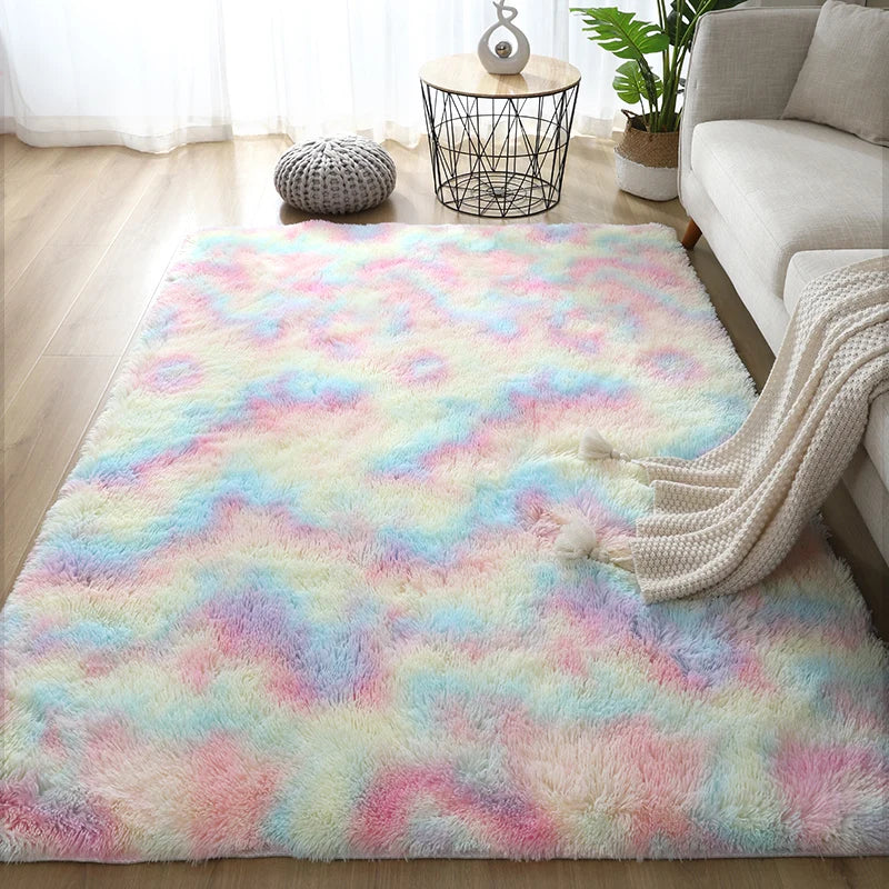 Modern Home Decor Fluffy Rug | Large Non-Slip Bedroom & Children's Room Mat