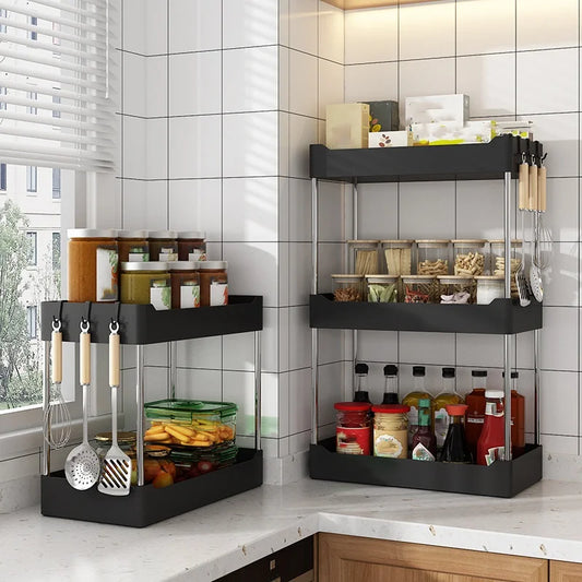 Kitchen Countertop Corner Spice Rack | Multi-Layer Seasoning & Utensil Storage