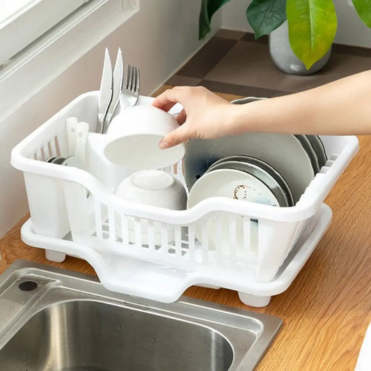 Kitchen Bowls & Plates Storage Rack | Countertop Dish Drainer with Board