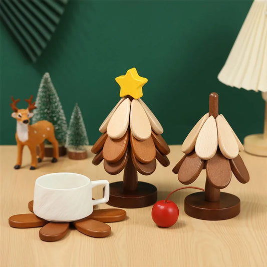 Solid Wood Tree Insulation Pad | Creative Home Decor Festival Gift Pot Mat