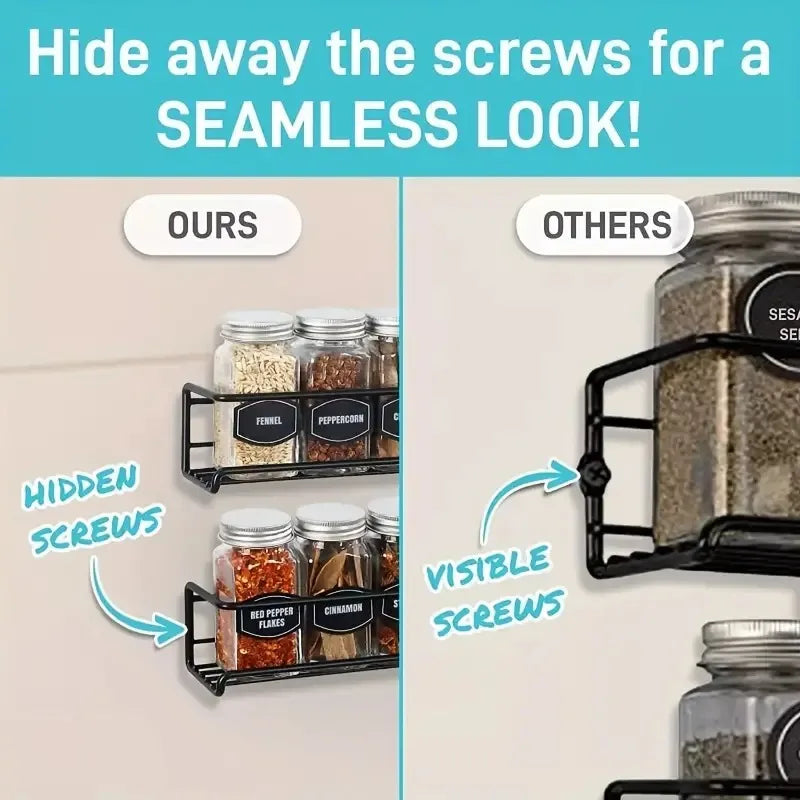 Modern Iron Storage Rack | Wall Mount Kitchen Spice & Bathroom Caddy
