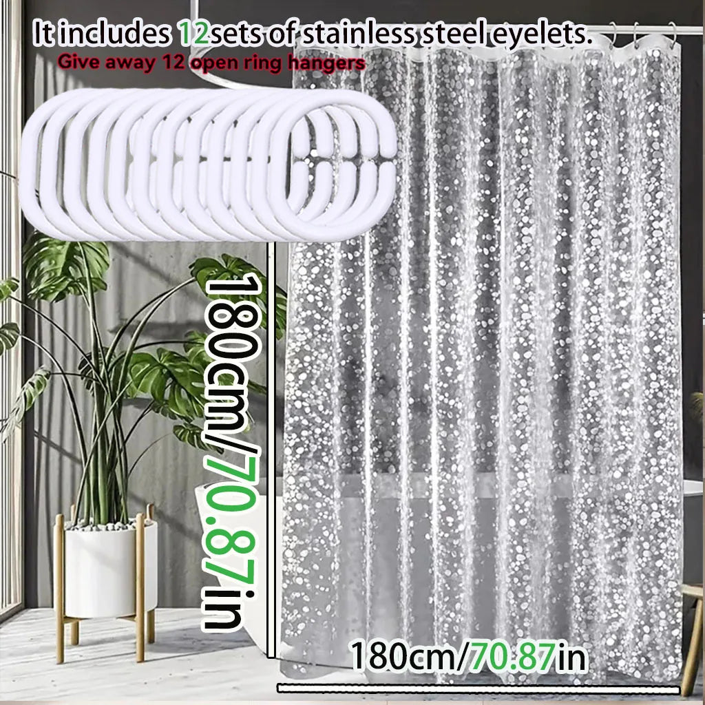 Modern Translucent Shower Curtain | PEVA Anti-Mold Pebblestone Texture