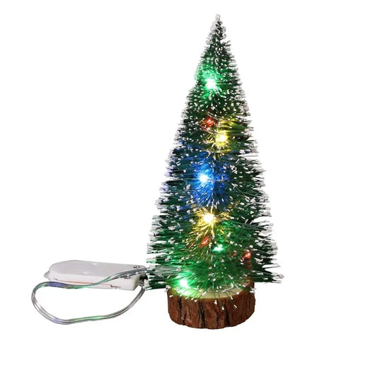 Small Artificial LED Christmas Tree | Miniature Tabletop Snow Festival Decor
