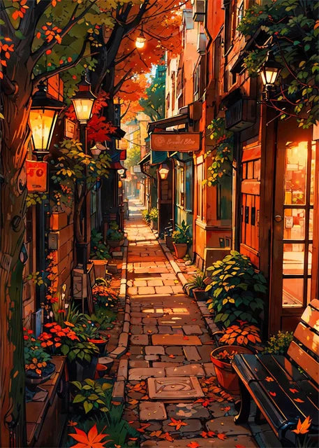 Modern Wall Art Prints | Japanese Street Scenery & Cherry Blossom Canvas