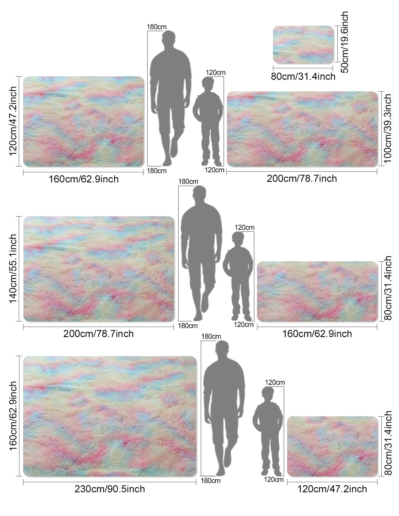 Cute Rainbow Girls' Room Rug | Large Soft Bedside & Children's Floor Mat