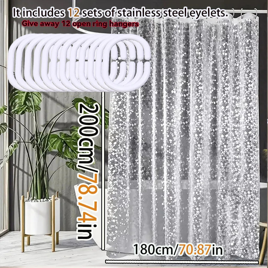 Modern Translucent Shower Curtain | PEVA Anti-Mold Pebblestone Texture