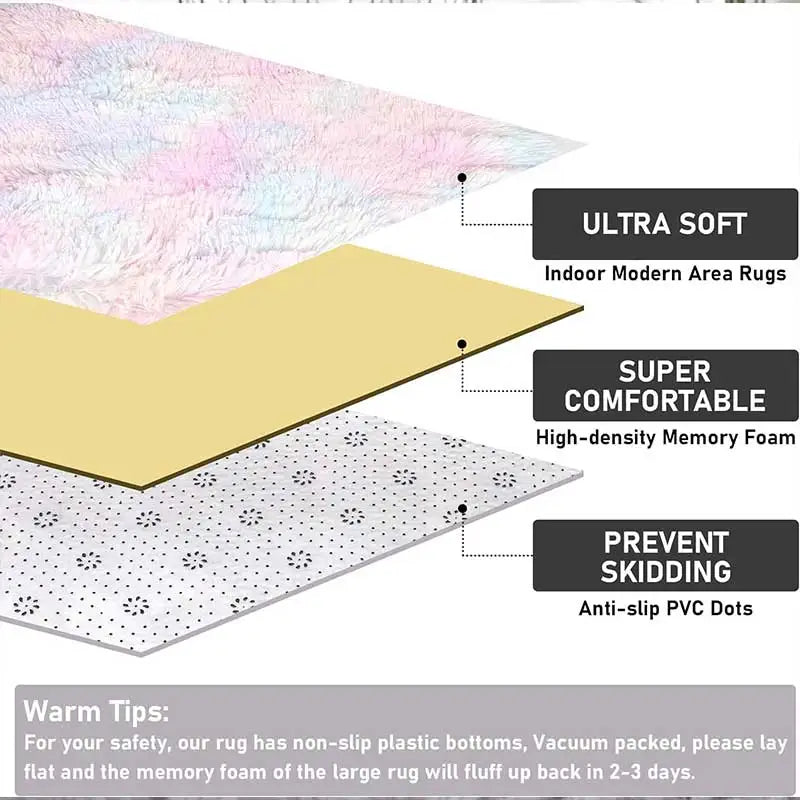 Cute Rainbow Girls' Room Rug | Large Soft Bedside & Children's Floor Mat