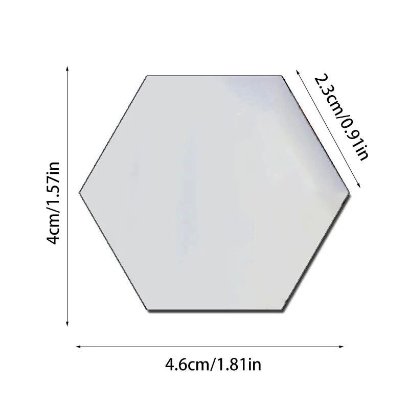 Hexagon Mirror Wall Decals (12PC) | DIY Self-Adhesive Living Room Decoration