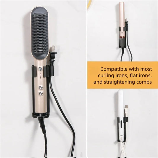Aluminum Wall Mount Curling Iron Holder | Bathroom Organizer Rack