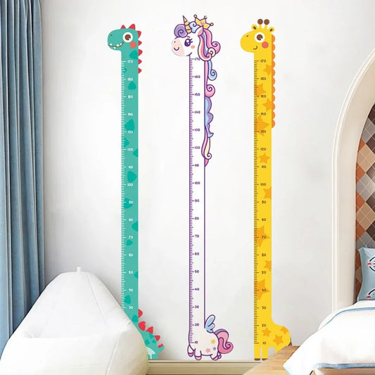 Whimsical Animal Growth Chart Wall Decals | Unicorn, Dino & Giraffe Height Stickers