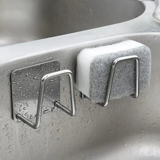 Stainless Steel Sink Sponge Rack | Adhesive Inner Wall Kitchen Draining Caddy