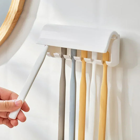 Multi-Head Toothbrush Organizer | Wall Mount 6-Slot Storage Holder