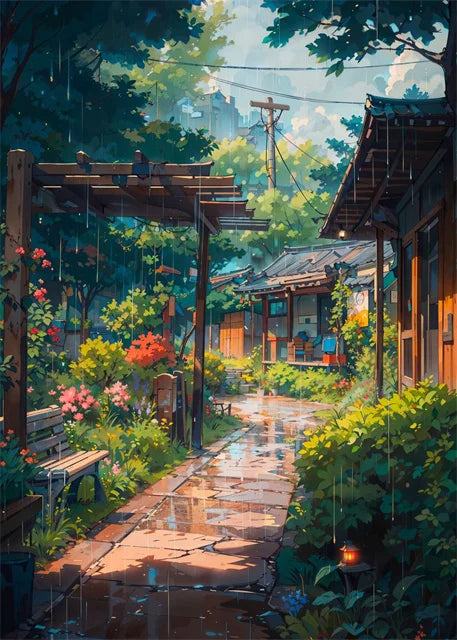 Modern Wall Art Prints | Japanese Street Scenery & Cherry Blossom Canvas