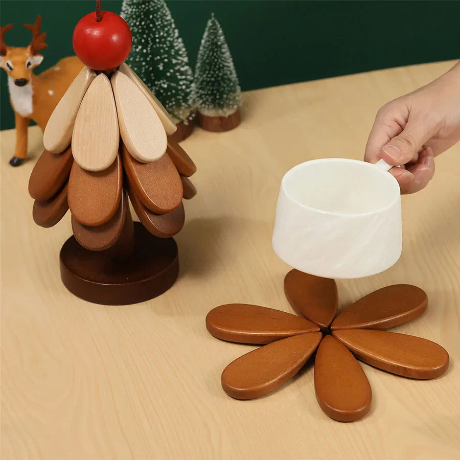 Solid Wood Tree Insulation Pad | Creative Home Decor Festival Gift Pot Mat