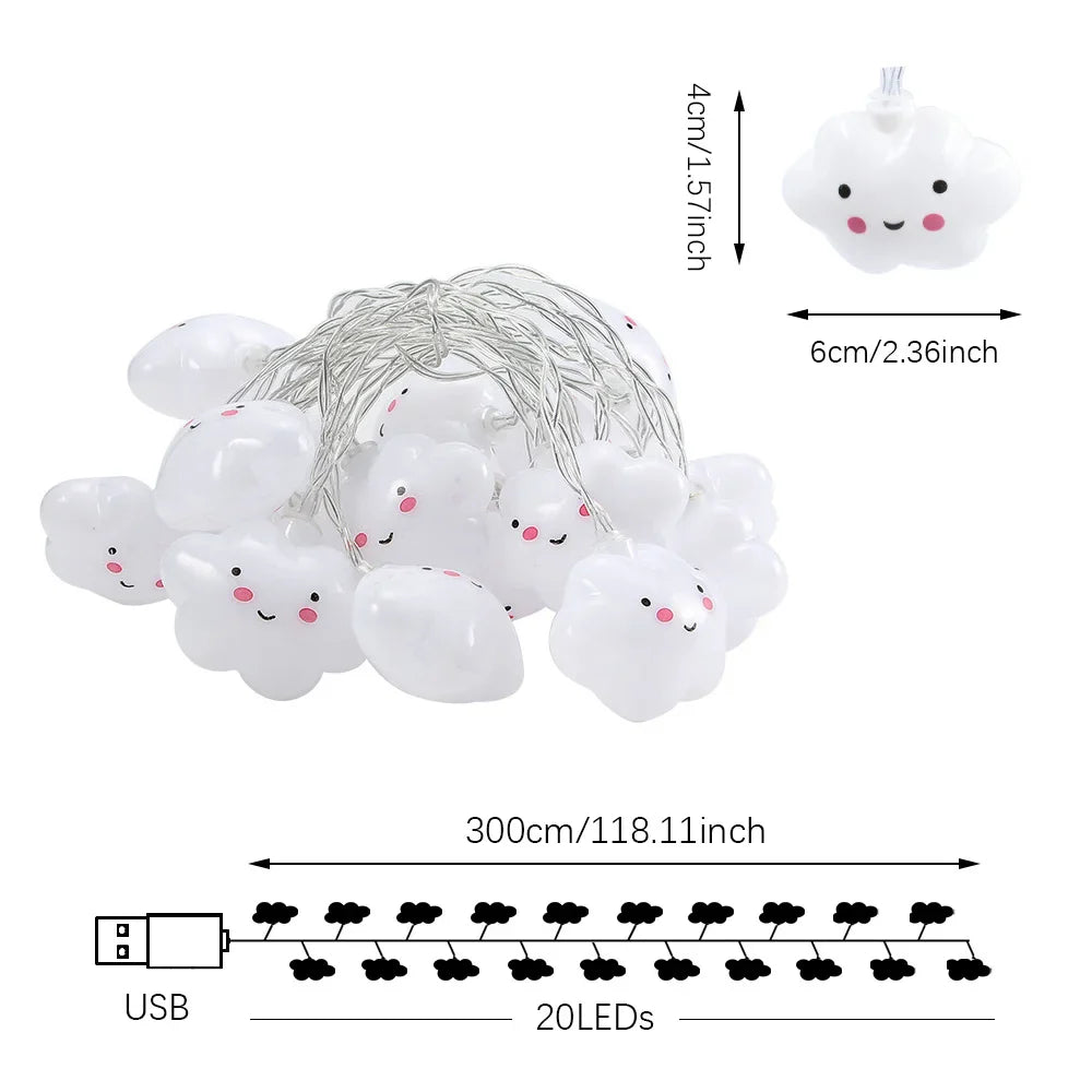 LED Cloud/Star Atmosphere Lighting | USB Waterproof String Lights for Parties