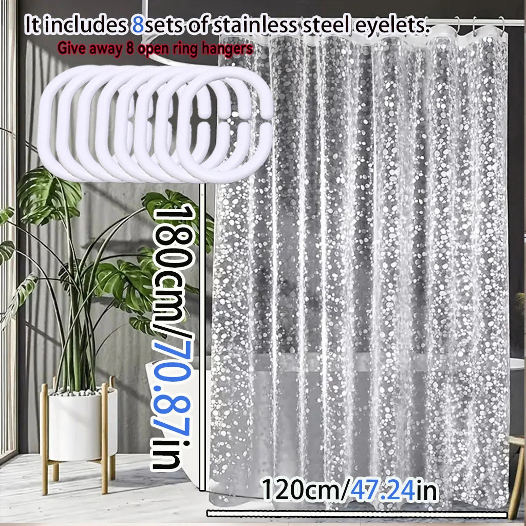 Modern Translucent Shower Curtain | PEVA Anti-Mold Pebblestone Texture