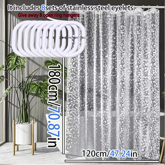 Modern Translucent Shower Curtain | PEVA Anti-Mold Pebblestone Texture