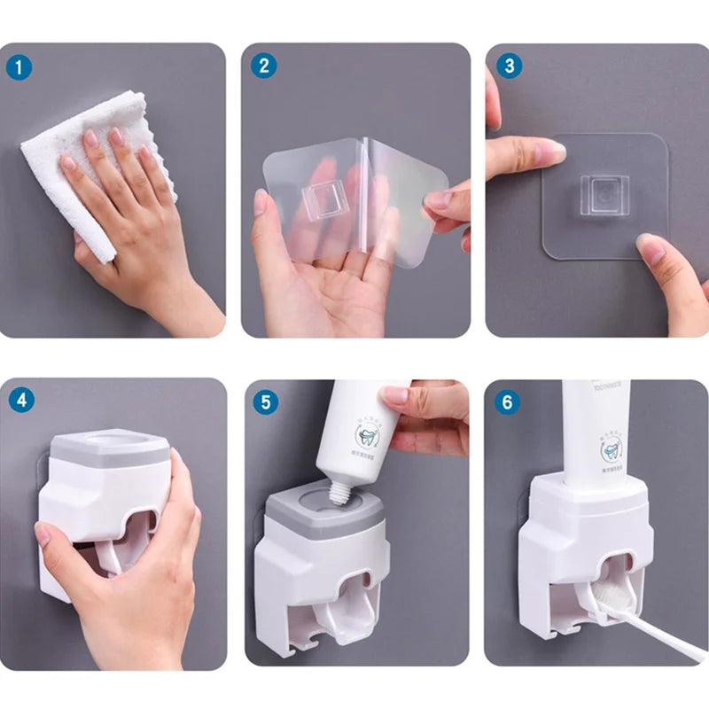 raceless Wall Mount Toothpaste Extruder | Automatic Dispenser & Holder Set