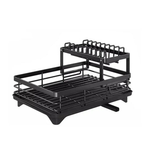 Adjustable Dish Rack & Drainboard Set | Countertop Cutlery Storage Holder