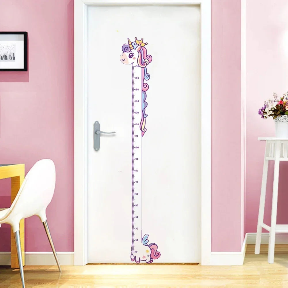 Whimsical Animal Growth Chart Wall Decals | Unicorn, Dino & Giraffe Height Stickers