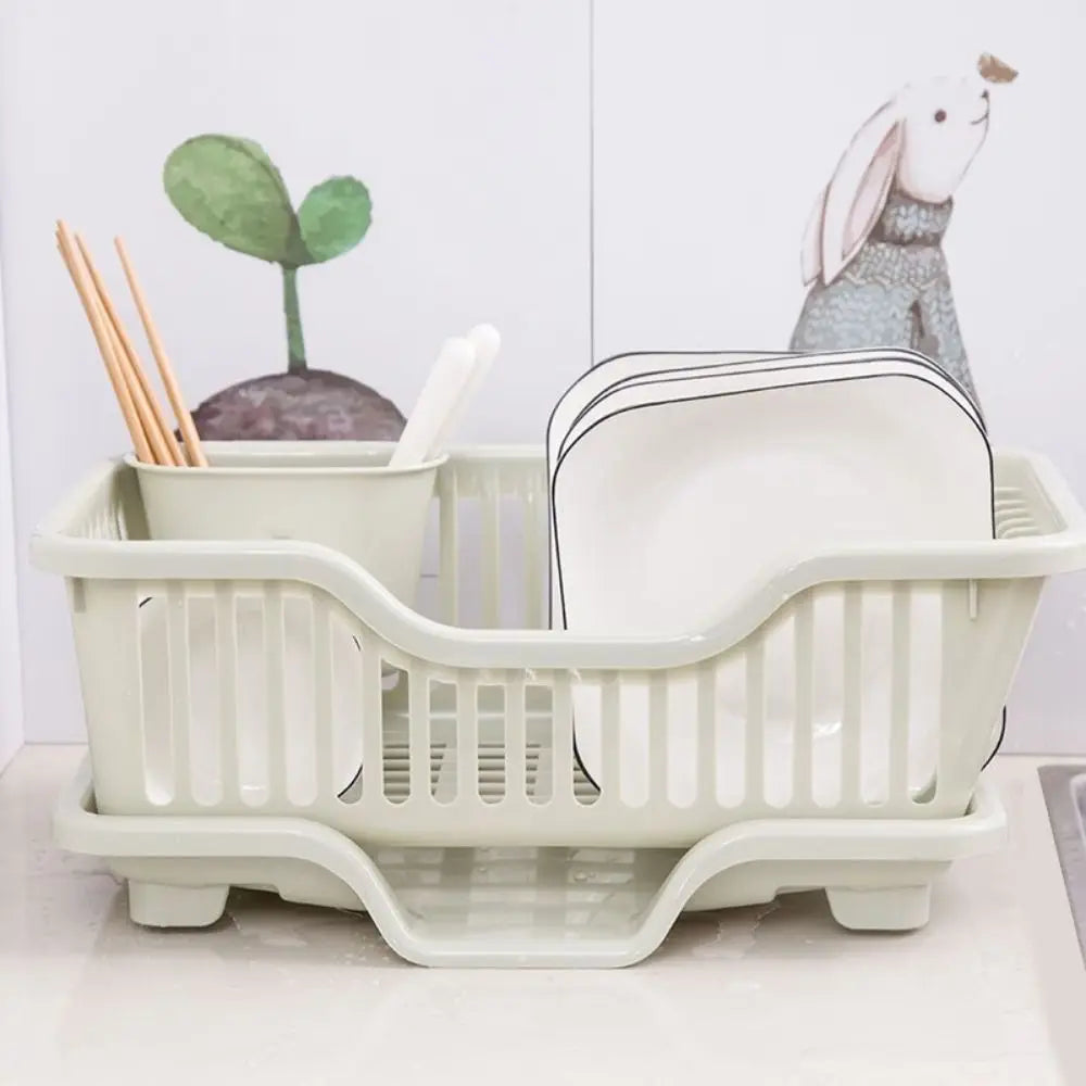 Kitchen Bowls & Plates Storage Rack | Countertop Dish Drainer with Board