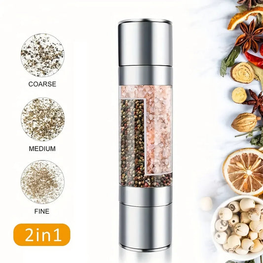 Stainless Steel Spice Grinder | Adjustable Ceramic Mechanism 2-in-1 Tool