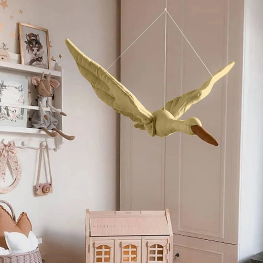 Bedroom Nursery Swan Hanging Ornament | Plush Stuffed Doll Wall Decor